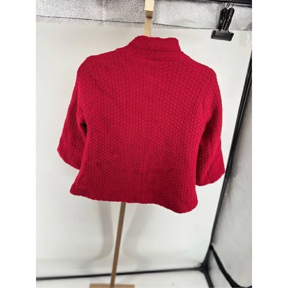 Free People Lambswool Knit One Button Wrap Jacket Size XS Red - Picture 9 of 9